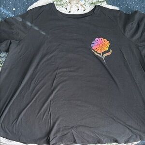 BNWT Old Navy Black Tee with Multicolor Flower Graphic